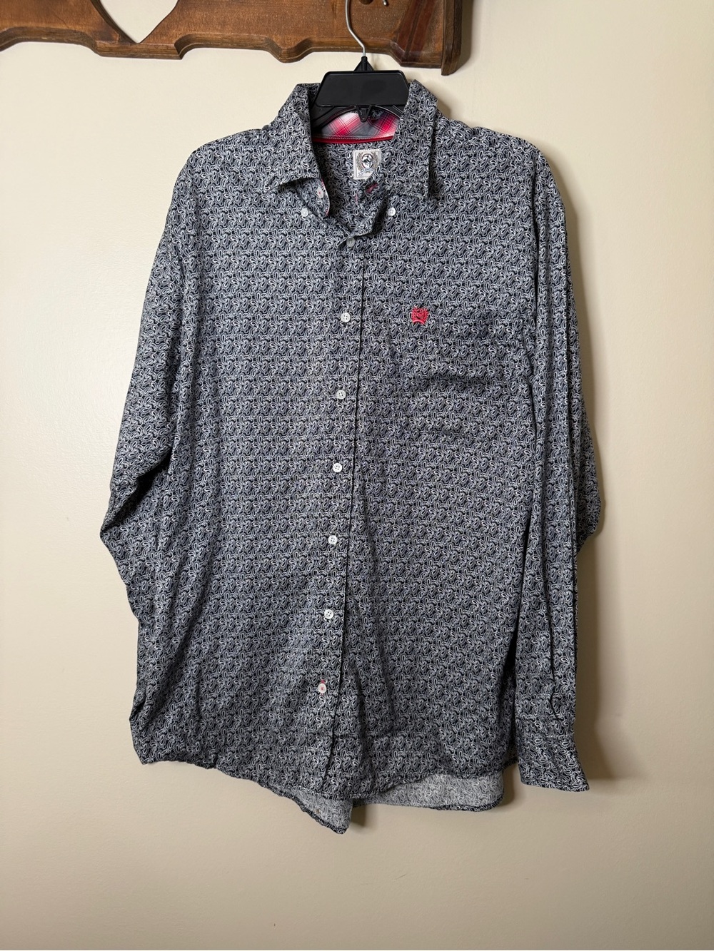 Cinch Mens Medium Black White Paisley Western Button Up Shirt Long Sleeve